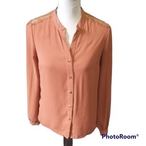 LAST CHANCE! Forever 21 Tan Button Down Long Sleeve Blouse S
